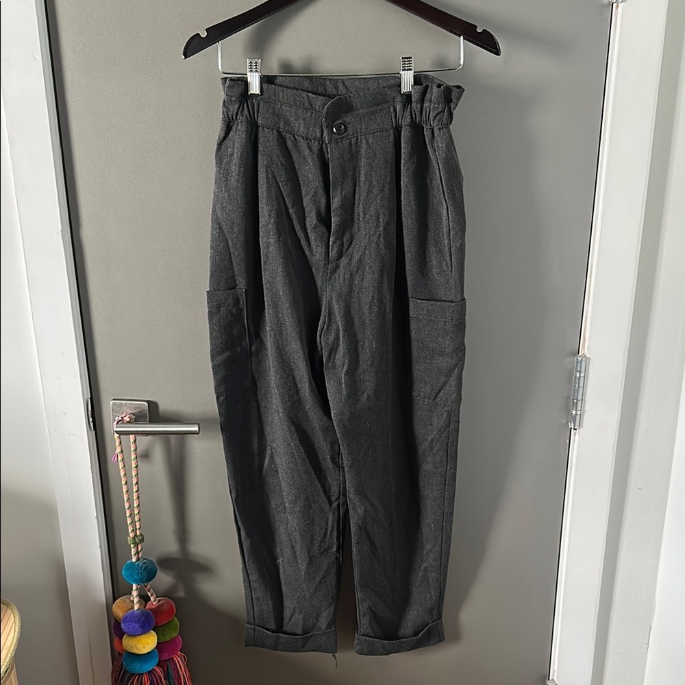 Women's Paper Bag Cargo Trousers Gray